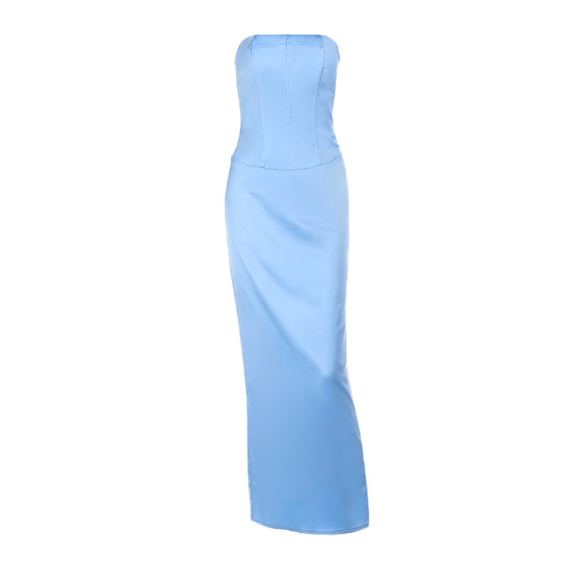 Tube Top Backless Tie-Strap Maxi Dress