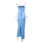Tube Top Backless Tie-Strap Maxi Dress