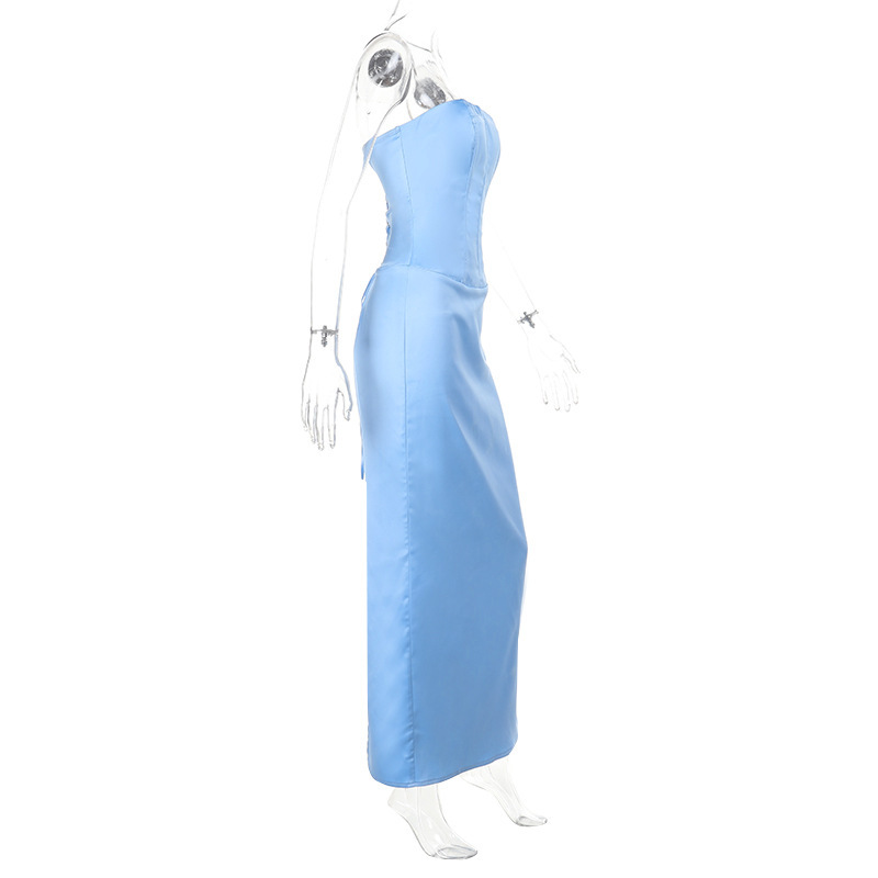 Tube Top Backless Tie-Strap Maxi Dress