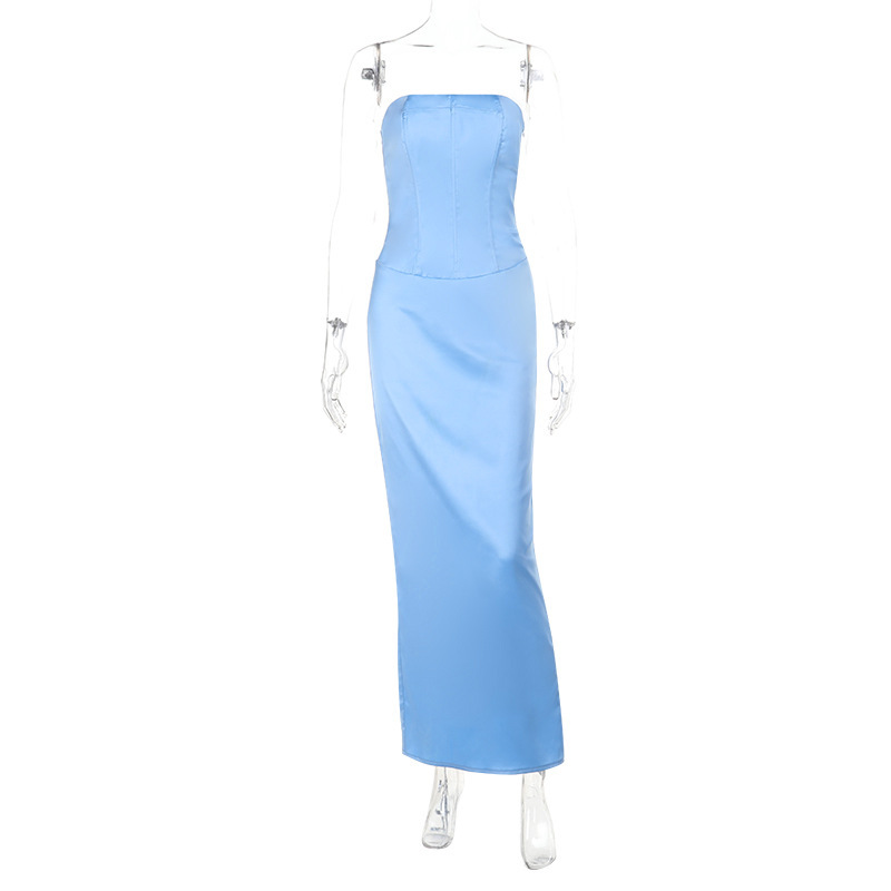 Tube Top Backless Tie-Strap Maxi Dress