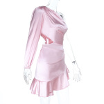 2025 Spring Summer New Women's Sexy One-Shoulder Single Sleeve Cutout Bodycon Mini Dress