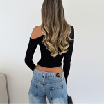 2025 Summer New Women's Metal Cutout Off-Shoulder Crop Tee
