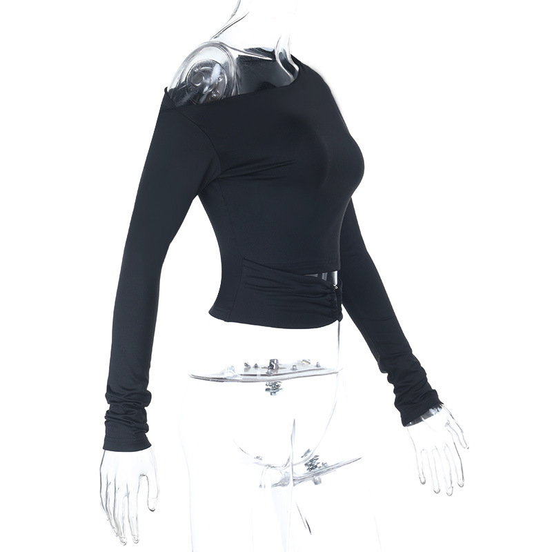 2025 Summer New Women's Metal Cutout Off-Shoulder Crop Tee