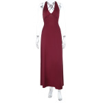 2025 Summer New Women's Strapless Backless Halter Waist-Cinching Midi Dress