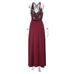 2025 Summer New Women's Strapless Backless Halter Waist-Cinching Midi Dress