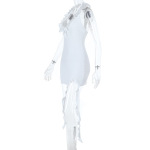 2025 European New Women's Ruffled Backless Knit Halter Mini Dress