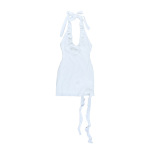 2025 European New Women's Ruffled Backless Knit Halter Mini Dress
