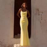 2025 New Women's Strapless Boned Slimming Backless High-Slit Long Evening Gown