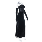European Style Hot Girl Lace-Trimmed Velvet Strapless Bodycon Long Dress