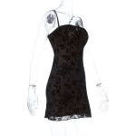 2025 Summer New Women's Flocked Strapless Sheer Bodycon Mini Dress