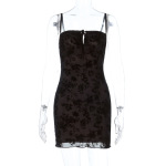 2025 Summer New Women's Flocked Strapless Sheer Bodycon Mini Dress
