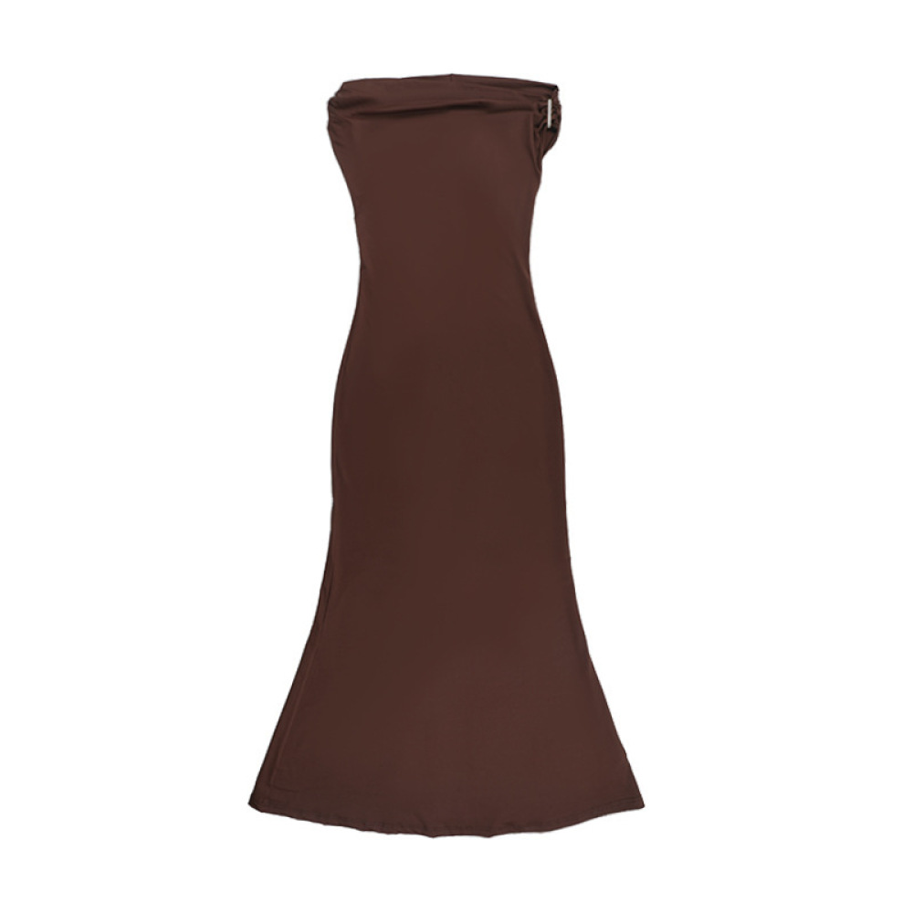 Off-the-Shoulder Ruched Backless High-Slit Long Dress