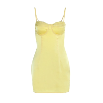 Solid Color Backless Spaghetti Strap Lace-Trimmed Short Dress 01