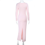 Square Neck Cutout Fitted Long Sleeve Maxi Dress