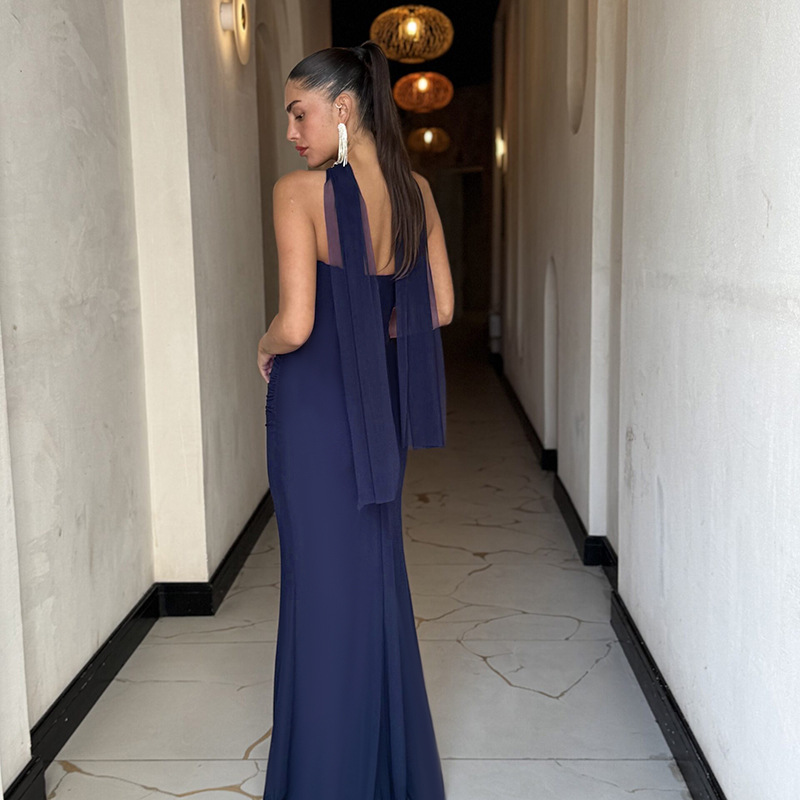 Ribbon-Tie Strapless Bodycon Maxi Dress