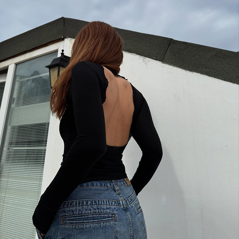 Semi-Turtleneck Tight Long Sleeve T-Shirt