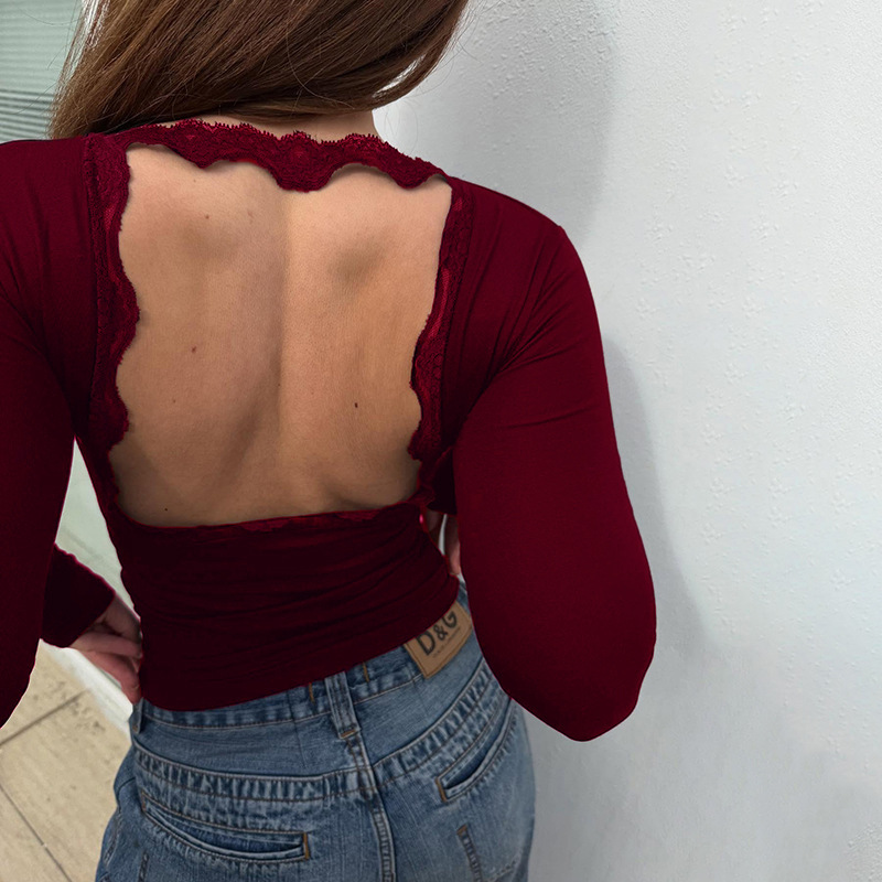 Semi-Turtleneck Tight Long Sleeve T-Shirt