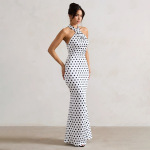 Halter Neck Polka Dot Waist-Cinching Bodycon Mini Dress