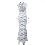 Halter Neck Polka Dot Waist-Cinching Bodycon Mini Dress