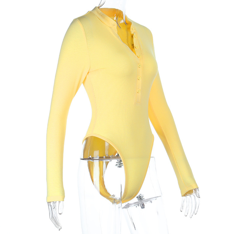 Women's Knit Deep V-Neck Long Sleeve Bodycon Top