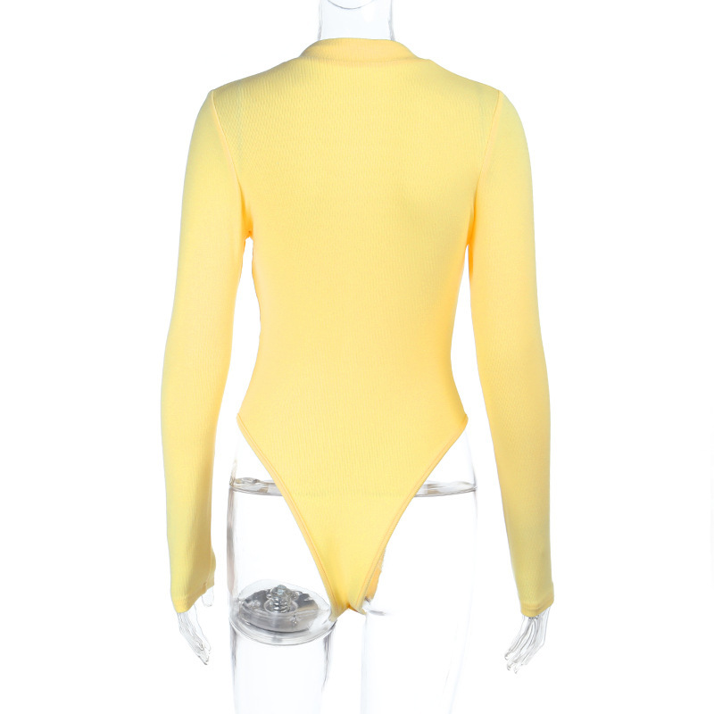 Women's Knit Deep V-Neck Long Sleeve Bodycon Top