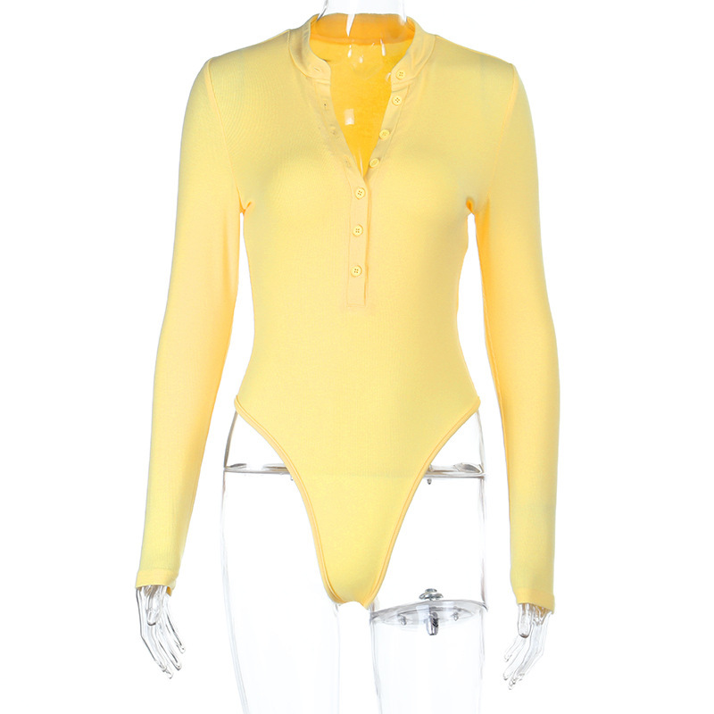 Women's Knit Deep V-Neck Long Sleeve Bodycon Top