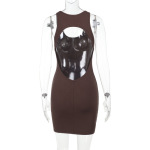 Women's Cut-Out Back Spaghetti Strap Bodycon Mini Dress