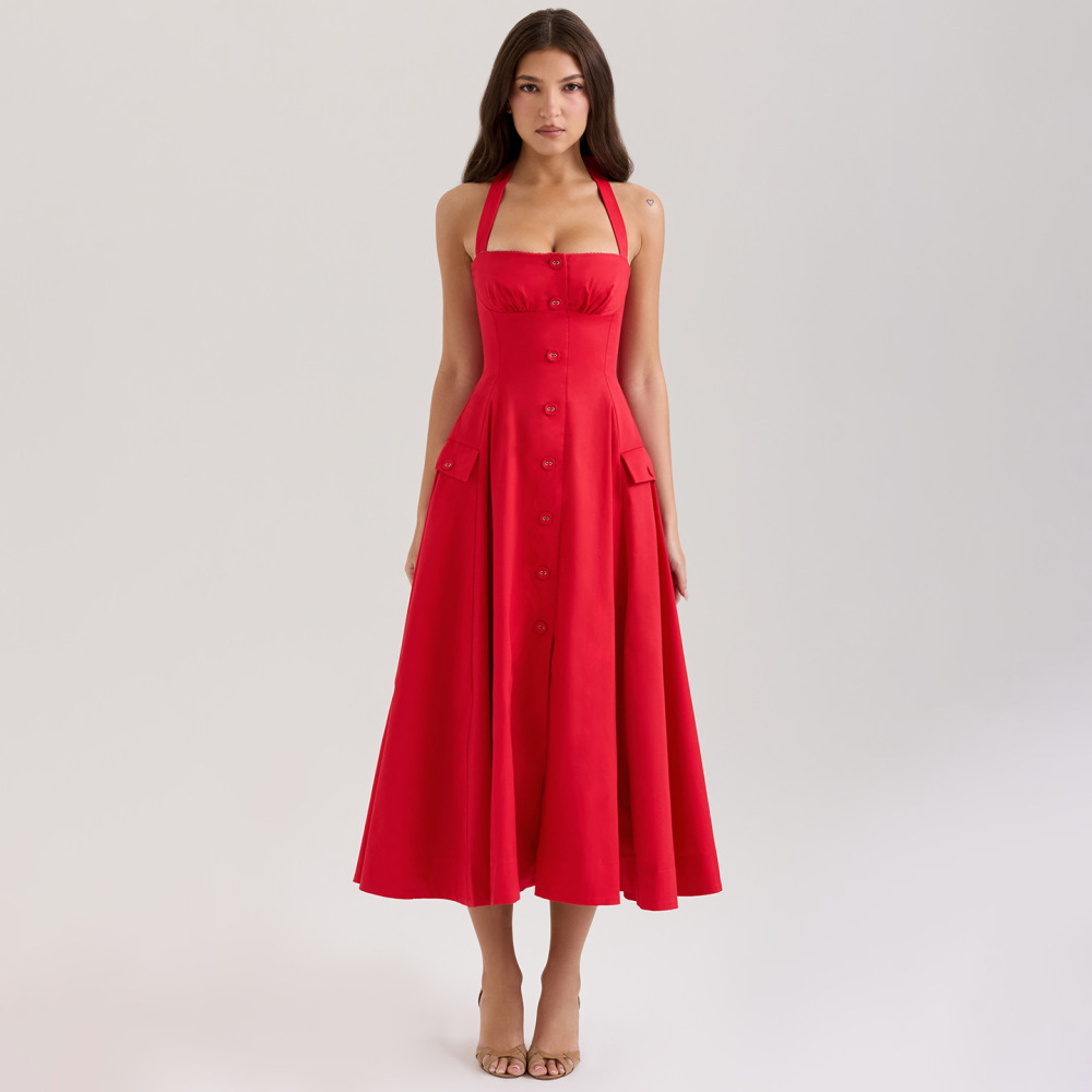 Halter Neck Waist-Cinching Bodycon Dress