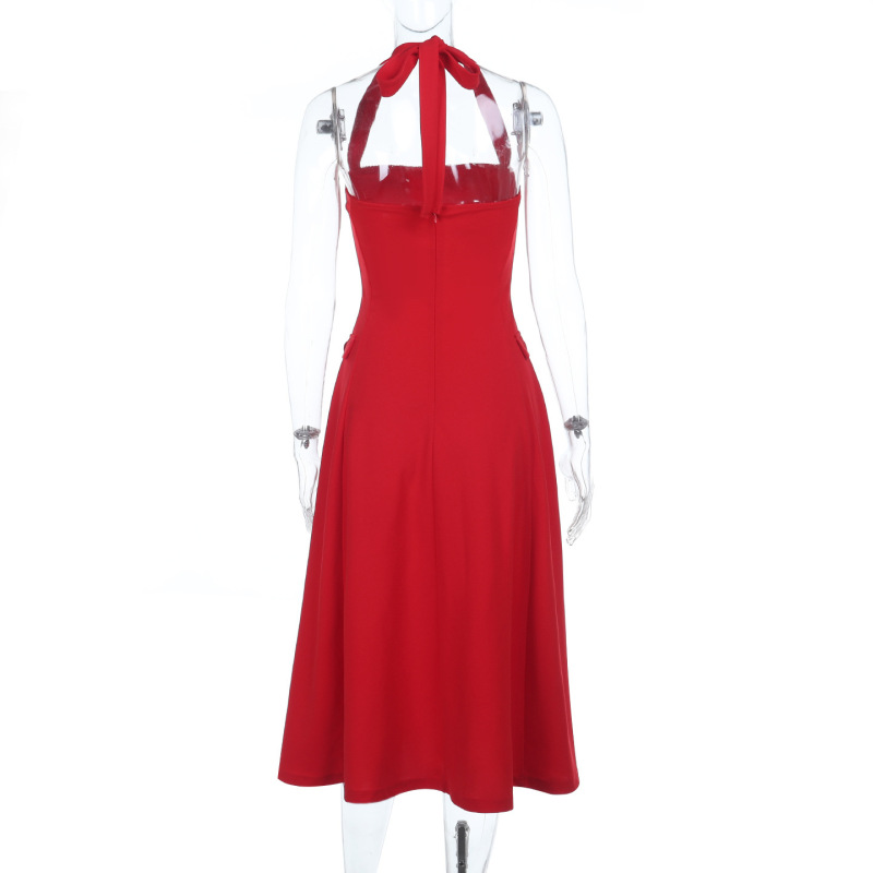 Halter Neck Waist-Cinching Bodycon Dress