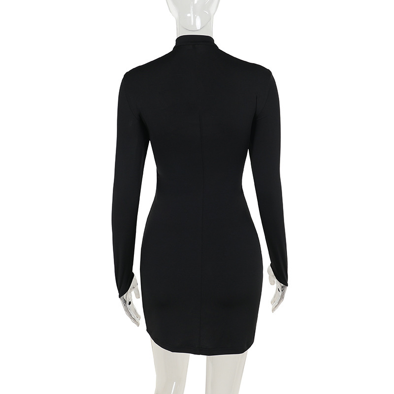 Sexy Cut-Out Waist Tie Long Sleeve Bodycon Mini Dress