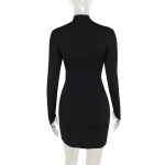 Sexy Cut-Out Waist Tie Long Sleeve Bodycon Mini Dress