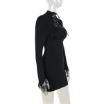 Sexy Cut-Out Waist Tie Long Sleeve Bodycon Mini Dress