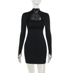 Sexy Cut-Out Waist Tie Long Sleeve Bodycon Mini Dress