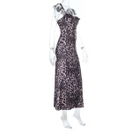 French Y2K Leopard Print Ruffled V-Neck Bodycon Mini Dress