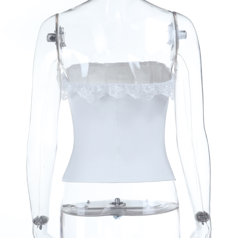 Sexy Lace Trim Bustier Crop Top