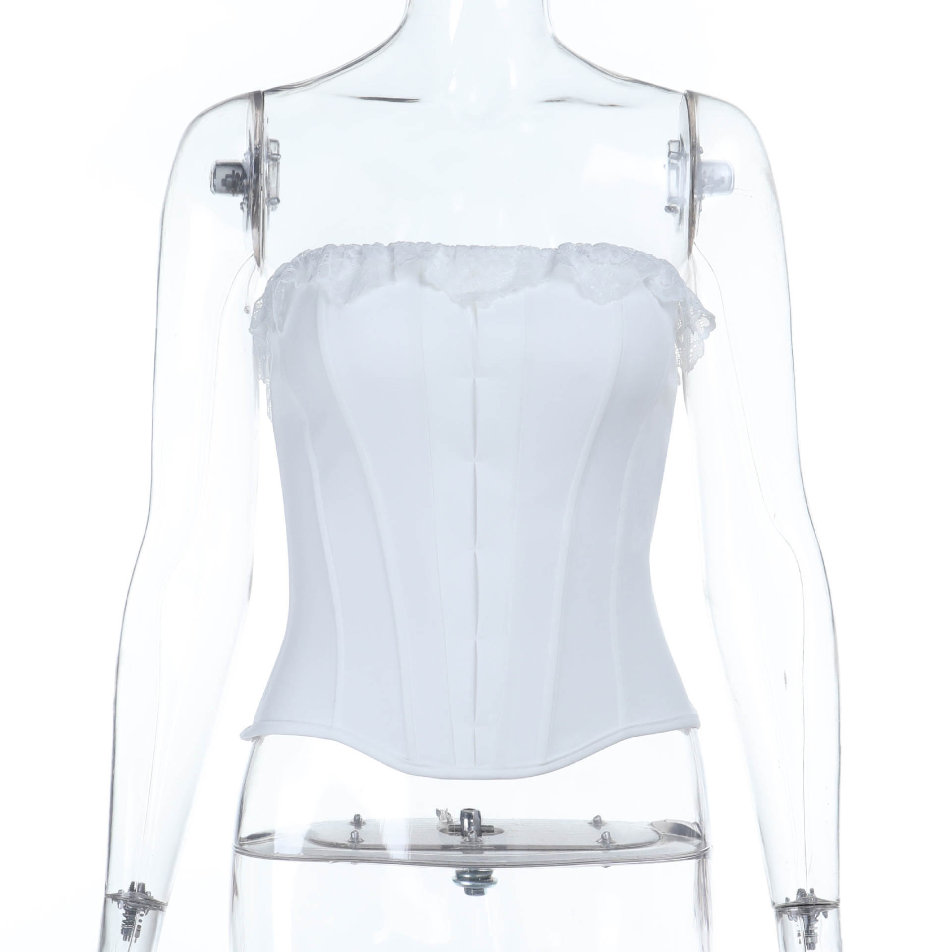 Sexy Lace Trim Bustier Crop Top