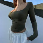 Knit Square Neck Long Sleeve Crop Top
