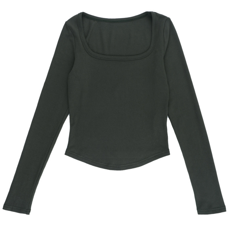 Knit Square Neck Long Sleeve Crop Top