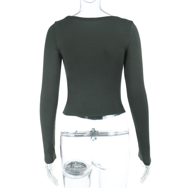 Knit Square Neck Long Sleeve Crop Top