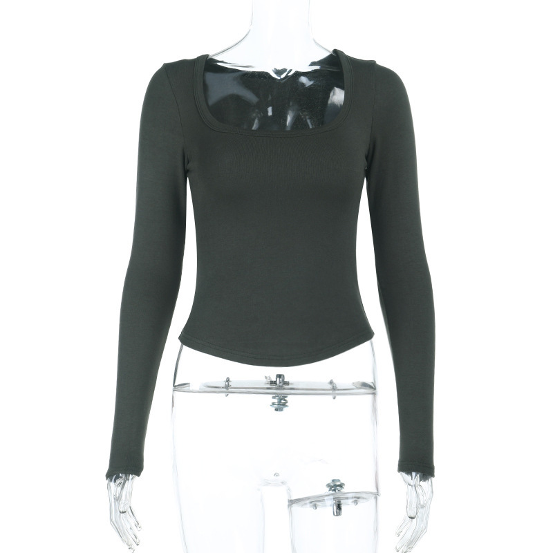 Knit Square Neck Long Sleeve Crop Top