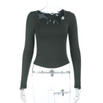 Knit Square Neck Long Sleeve Crop Top