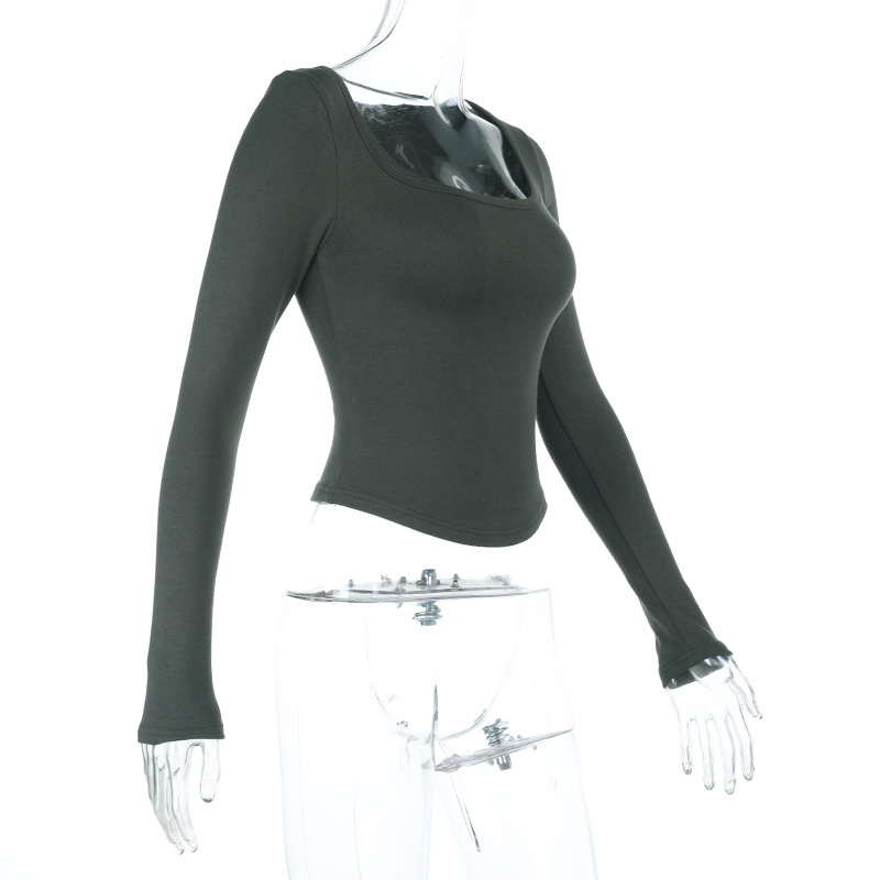 Knit Square Neck Long Sleeve Crop Top