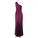 Sexy Bodycon One Shoulder Satin Slit Evening Gown