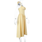 Women's Halter Neck Ruched Bust A-Line Evening Gown