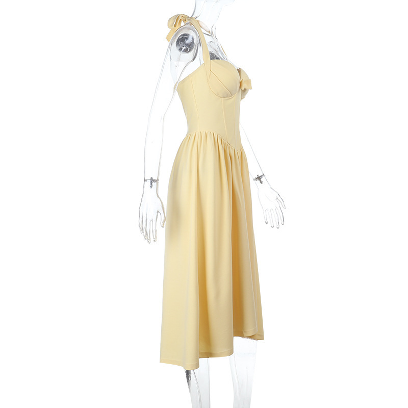 Women's Halter Neck Ruched Bust A-Line Evening Gown