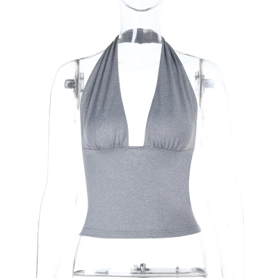 Minimalist Square Neck Halter Crop Tank Top 01