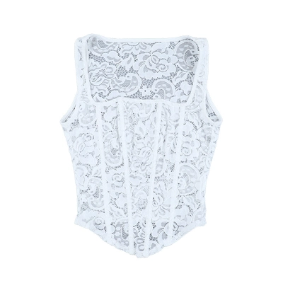 Vintage Lace Square Neck Sheer Babydoll Blouse 01