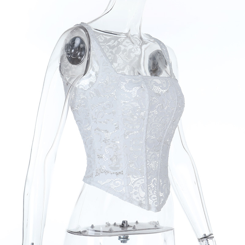 Vintage Lace Square Neck Sheer Babydoll Blouse