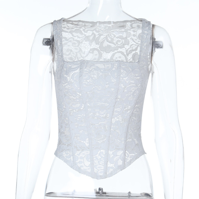 Vintage Lace Square Neck Sheer Babydoll Blouse