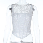 Vintage Lace Square Neck Sheer Babydoll Blouse